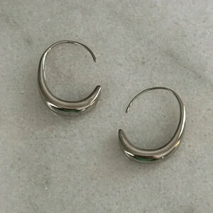 Sterling Silver Gemotric C Shaped Hoop Earrings 

Brand New